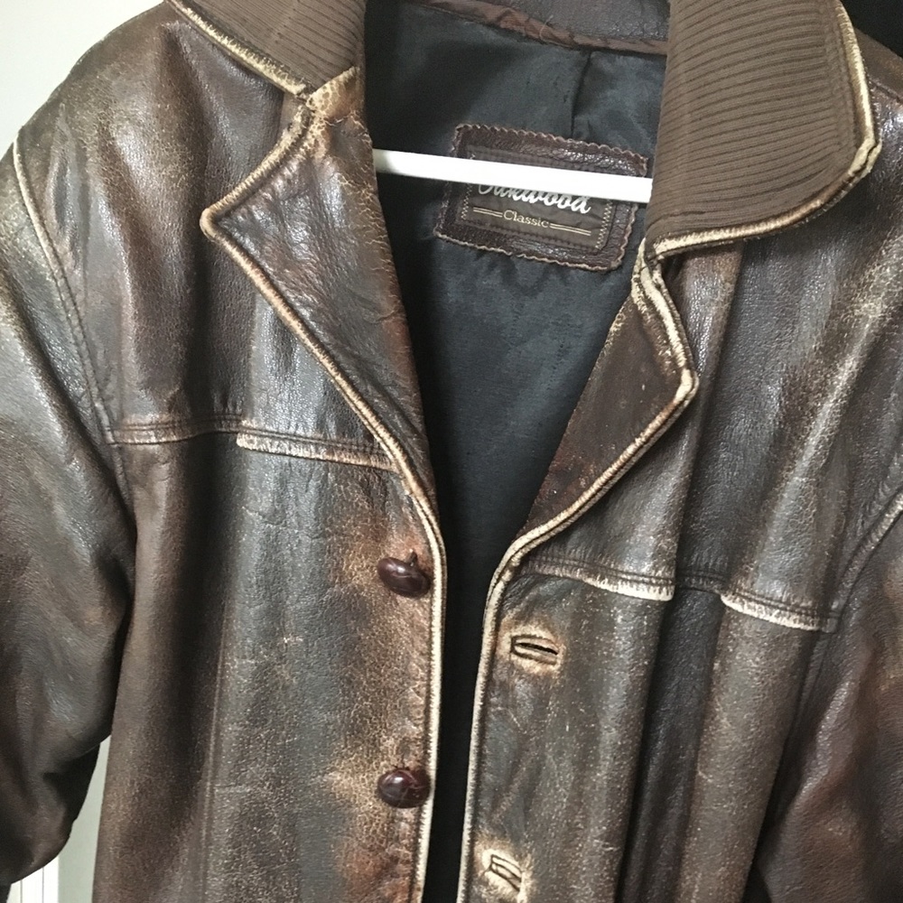An Oakwood Classic brown leather jacket
